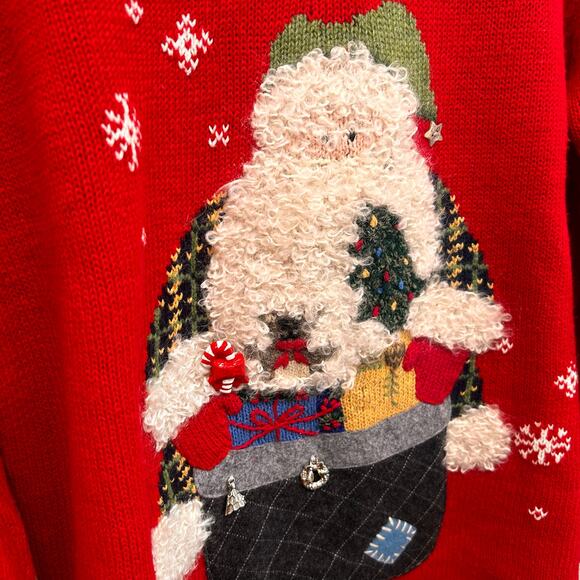 Northern Isles Embroidered Knit Santa Sweater Size Large - Picture 2 of 5